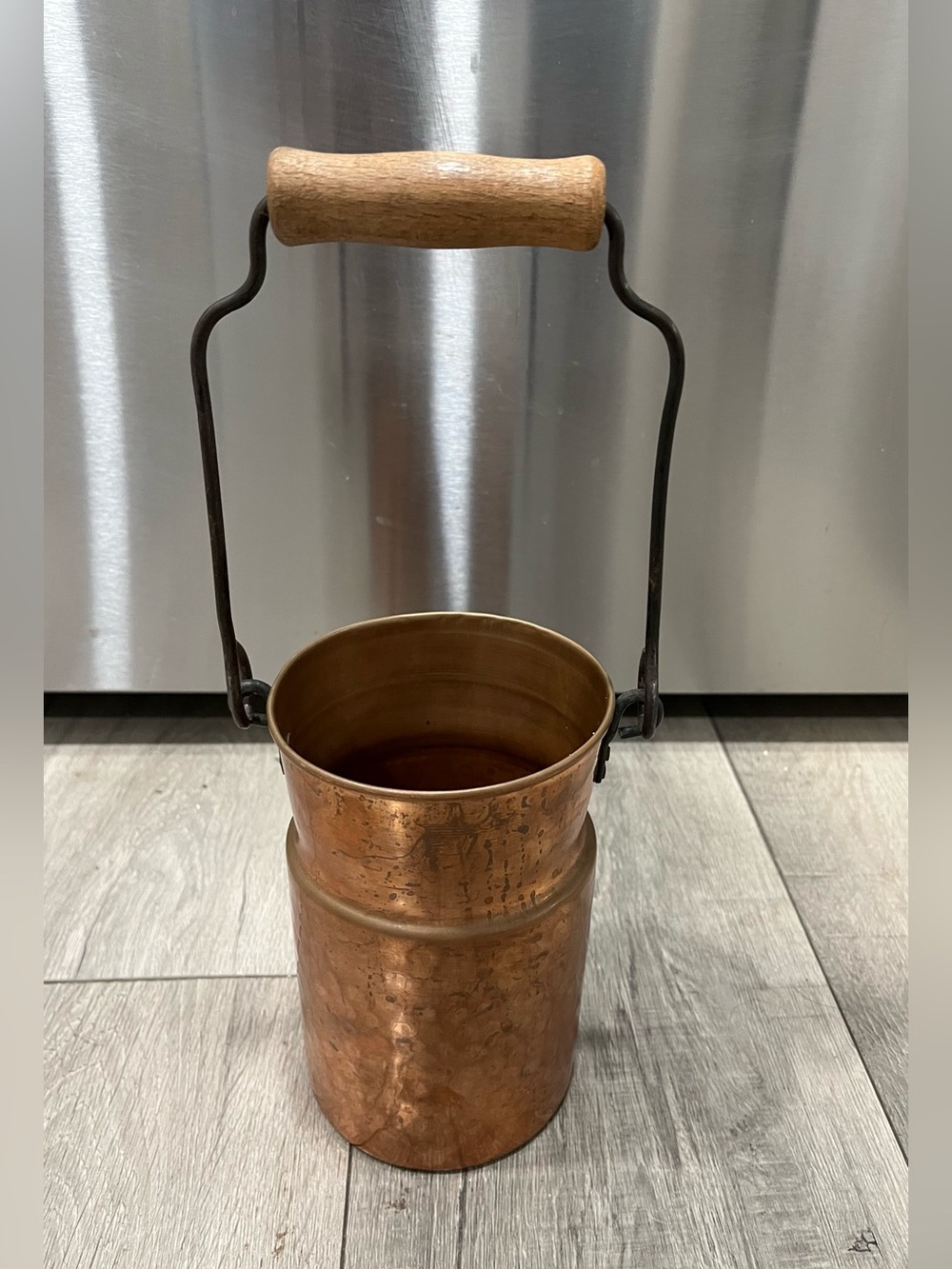 Vintage Hammered Copper Coal Scuttle Brass Handle Hearth Primitive Decor